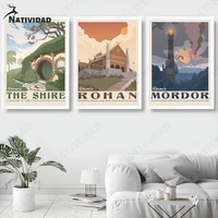canvas painting nordic retro world famous attractions travel poster illustration landscape art wall picture home decoration art
