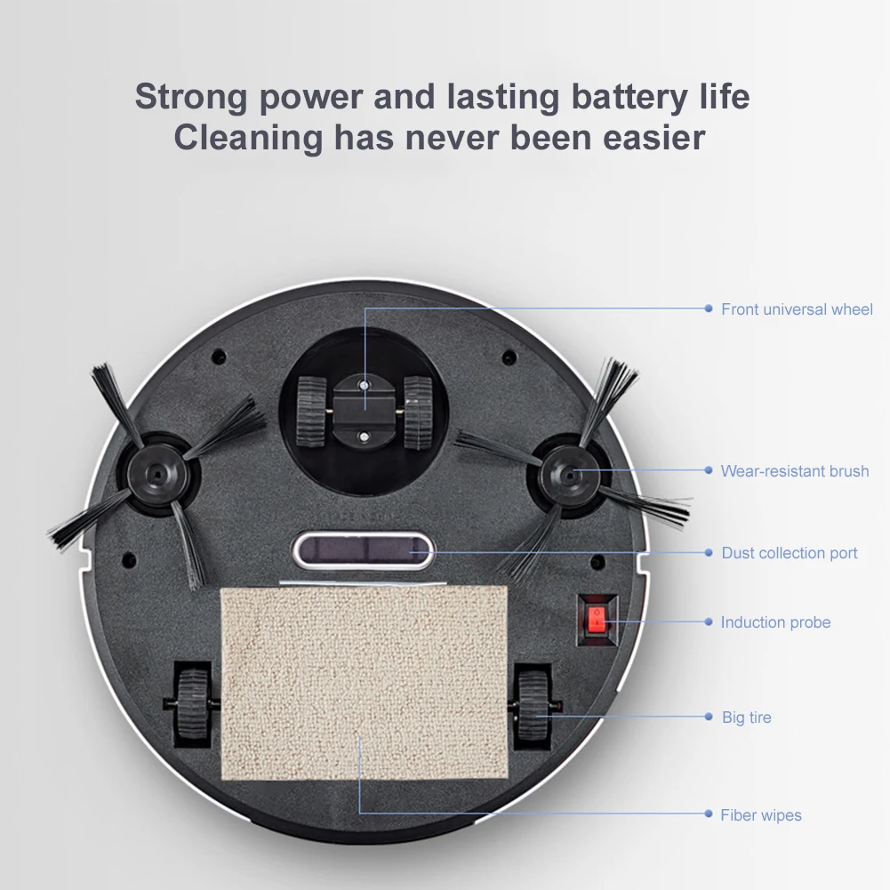 

3 in 1 Robot Vacuum Cleaner USB Rechargeable Smart Sweeper 1800Pa Strong Suction Home Appliances Household Tool Dust