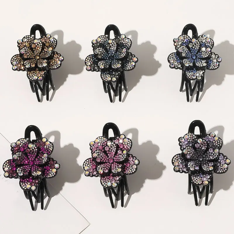 

Female Elegant Duckbill Clip Korea Style Hairpin Rhinestone Flower Hair Clip Crystal Beads Hair Claws Fashion Hair Accessories