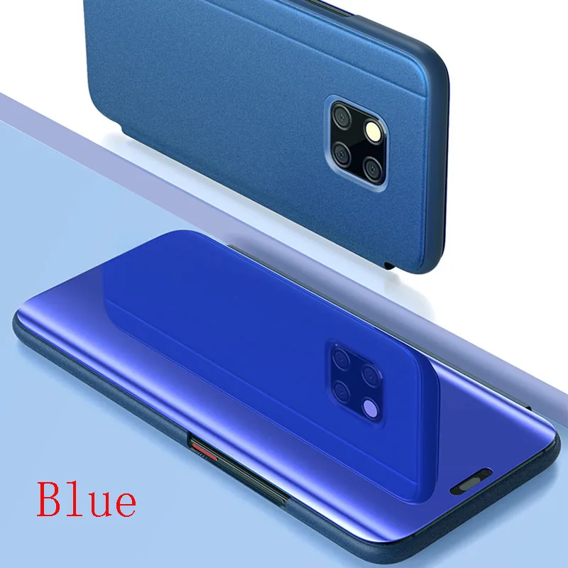 Умный зеркальный флип-чехол для huawei P20 P30 P10 Lite Pro Y9 Y7 Y5 Y6 P Smart mate 30 20 Pro для Honor V20 10 Lite 8X 9X чехол - Цвет: Blue
