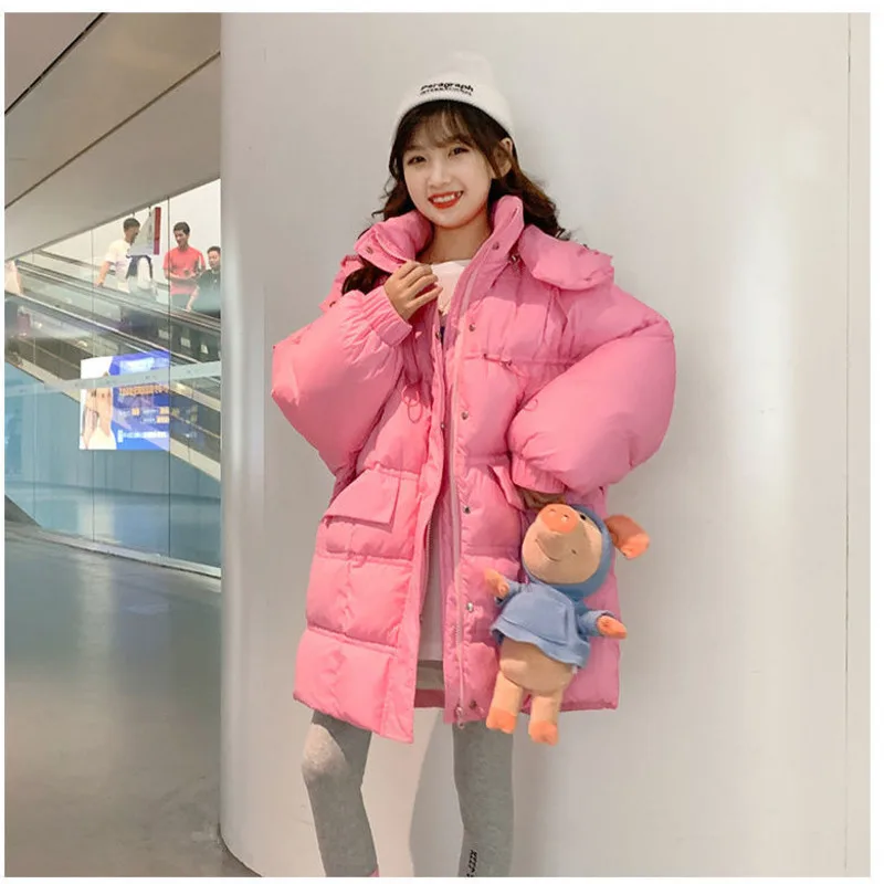 Куртка-парка для мальчиков и девочек длинная розовая Зимняя | Детская одежда