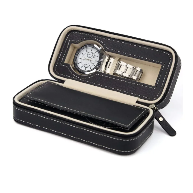 

2/4 /8Grids PU Leather Watch Box Watch Organizer Storage Watches Display Case Tray Zippere Travel Jewelry Watch Collector Case