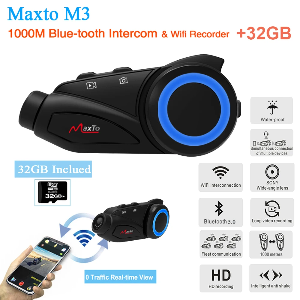 Maxto M3 мотоциклетный шлем Intercom Group 6 Riders Bluetooth WIFI Moto Recorder Interphone гарнитура с