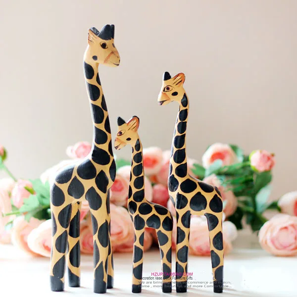 3 шт. резьба по дереву рукоделие креативные предметы домашнего интерьера Жираф