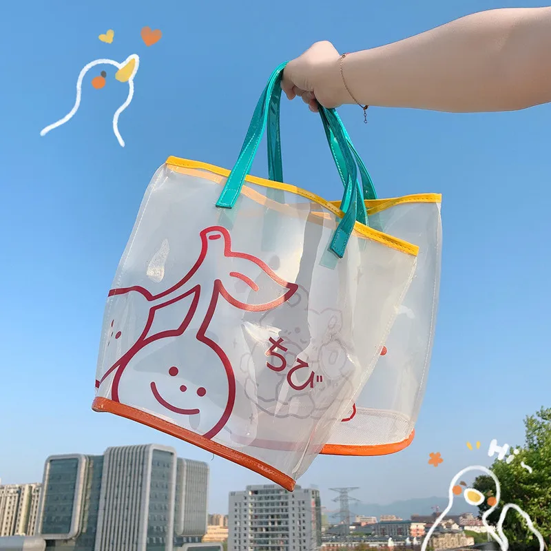 

Korean Pvc Girl Cute Cartoon Shoulder Bag Women Hand Bag Female Simple shopping bag tote