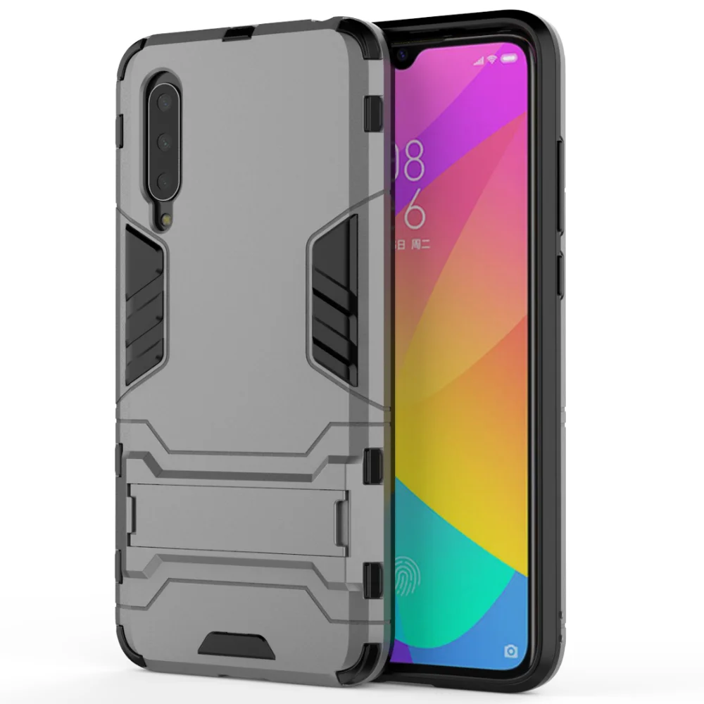 Bracket grey Xiaomi Mi 9 Lite A3 Lite Гибридный противоударный бронированный автомобильный чехол для телефона с кольцом-подставкой для Mi A3Lite 9 Lite CC9 CC9E чехол-Кобура - Цвет: Bracket grey