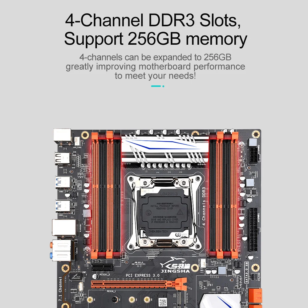 JINGSHA X99 материнская плата по стандарту ATX DDR3 256G RAM 4 канальный USB3.0 SATA3.0 M.2 NVME