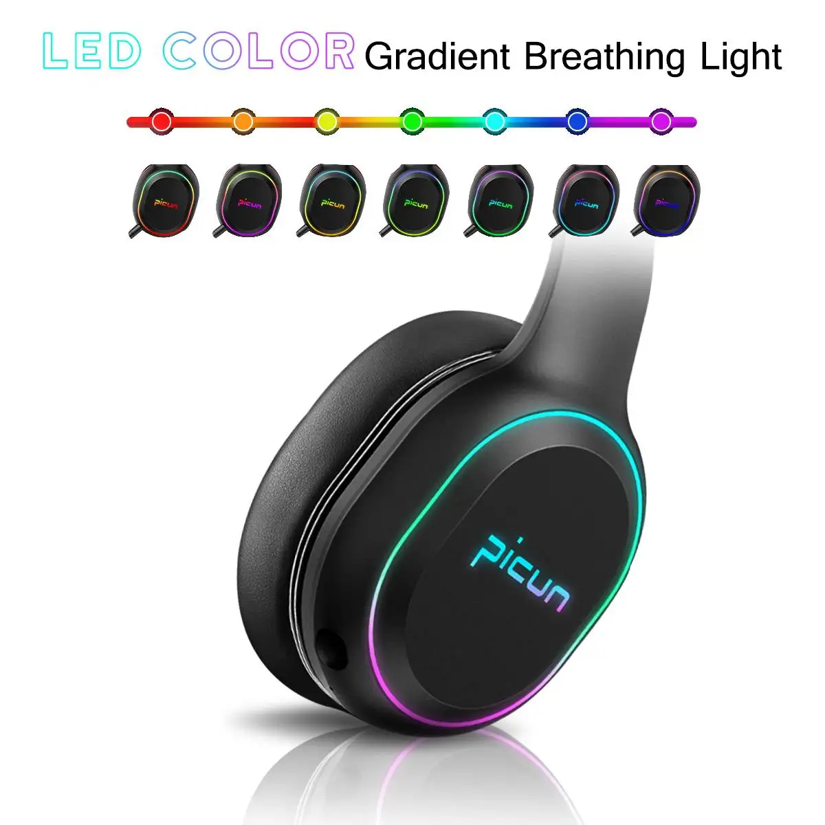 Беспроводные накладные bluetooth наушники Цветной RGB светодиодный светильник