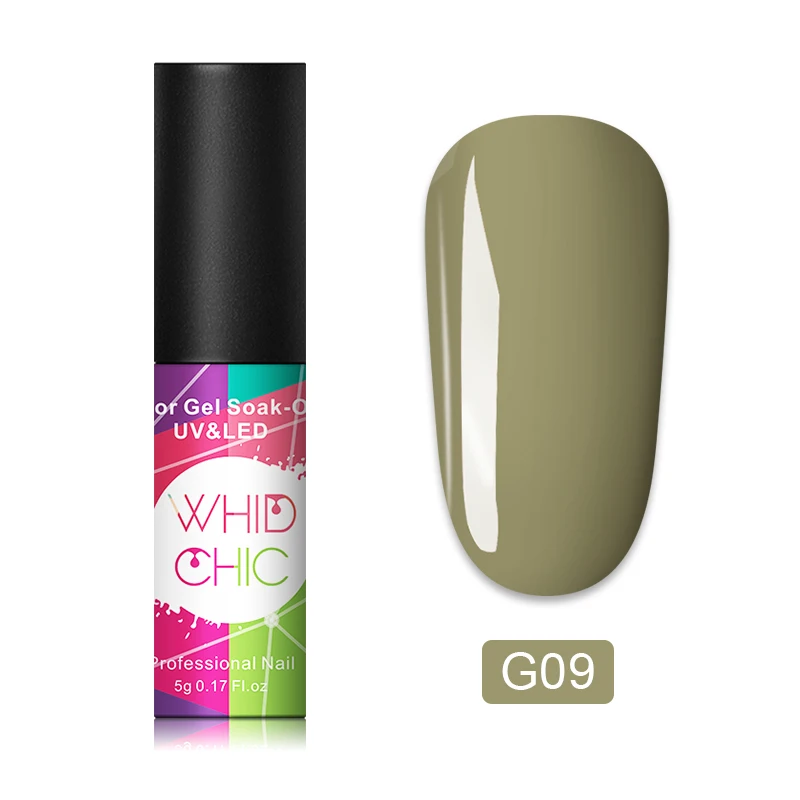 G09 WHID CHIC 1 бутылка 5 мл Блестящий цветной Гель-лак для ногтей Блестящие Блестки долговечный впитывающий УФ-гель для ногтей для самостоятельного дизайна ногтей - Цвет: G09