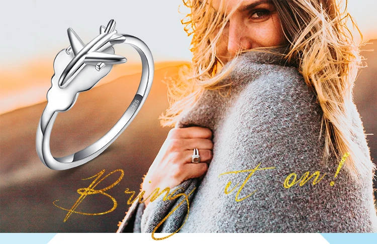 JewelryPalace 925 пробы серебро Глобальный самолет путешествия карта мира Открыть Регулируемые кольца для Для женщин Новая горячая Распродажа как красивый подарок