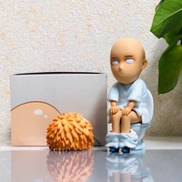 one punch man action figure bald hero saitama sitting on the toilet cute creative scene model ornament toys tabletop decoration