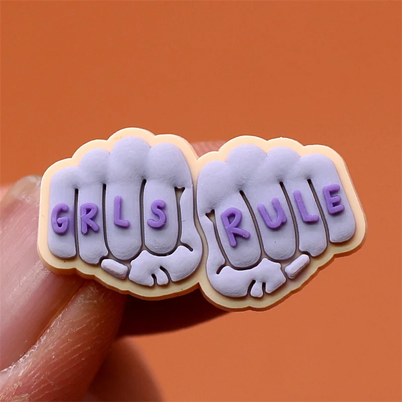 Grls Rule PVC Shoe Charms Accessories Slogan Women Support Women Shoes Buckle Decorations fit Croc JIBZ Kids X-mas Party Gifts
