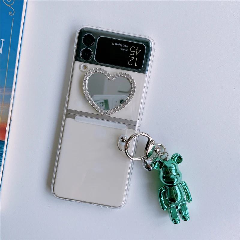 Love Makeup Mirror Phone Shell Case for Samsung zflip3 5G Bracelet Hand Lanyard Protective Cover For Z Flip 4 ZFlip 3 ZFlip Etui