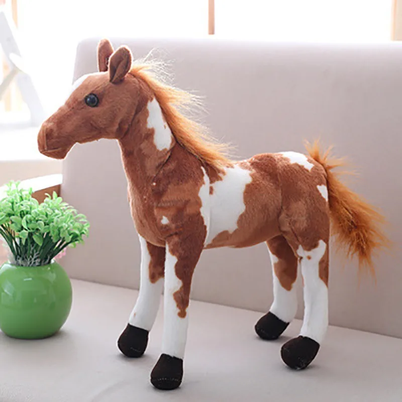 

Plush Toys 30/40/50/60cm Simulation Horse Pony Small Big Large Kawaii Soft Plush Toys Stuffed Animal Doll Kids Home Shop Decor