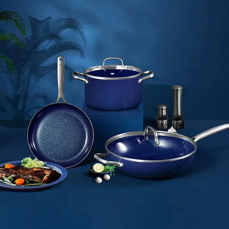 

Набор посуды, керамическая антипригарная сковорода, сковорода, глубокая сковорода для жарки, кухонная кастрюля для супа, кастрюля, сковород...