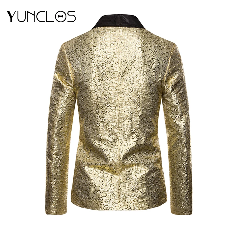 Костюм мужской золотистый/серебристый Блейзер повседневный роскошный