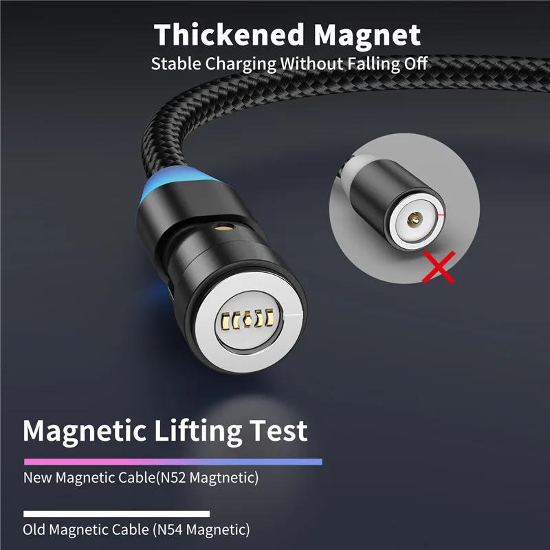 USLION Magnetic Charging Cable Fast Charging 3A Data Transfer Type C Magnetic Phone Charger Micro USB Cable For iphone Xiaomi 11