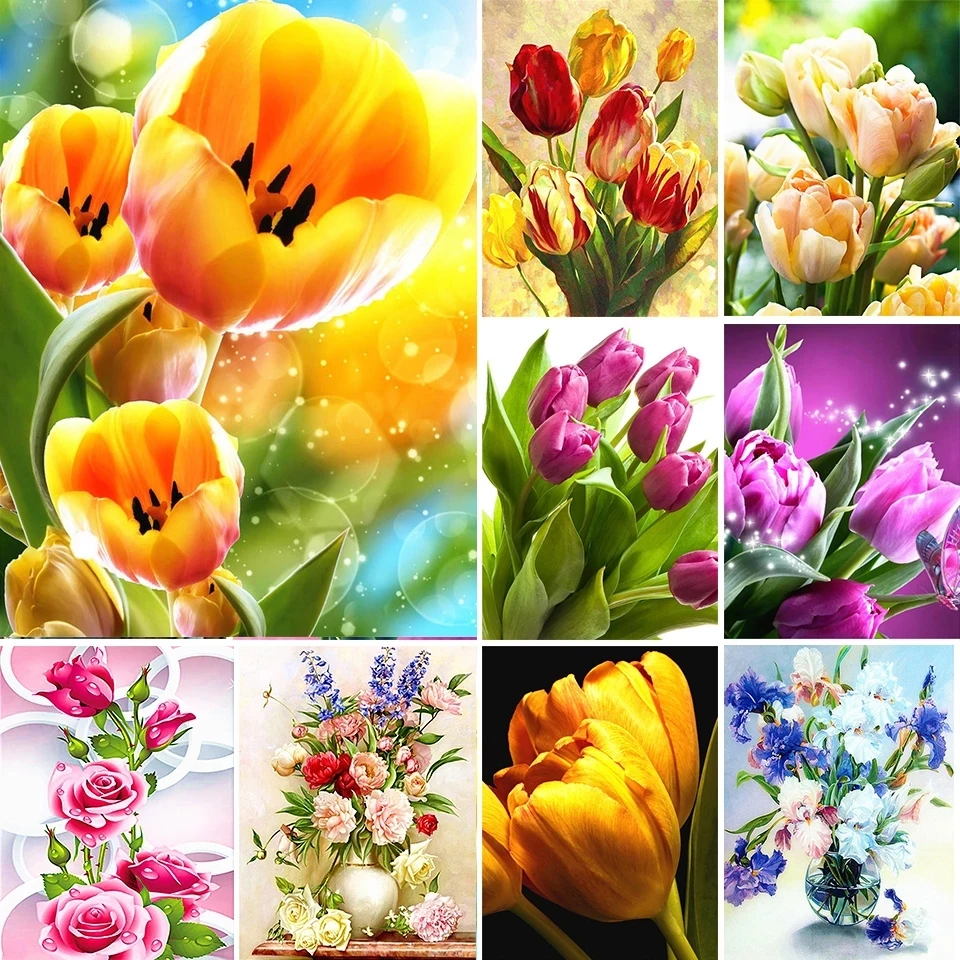 

5D Diy Diamond Painting Flower Vase Cross Stitch Kit Full Square Round Drill Embroidery Mosaic Rhinestones Home Decor Wall Art