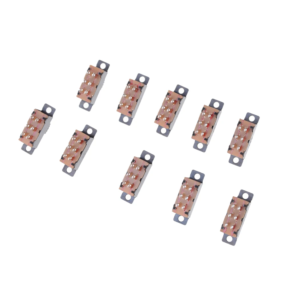 

10 Pcs 6 Pin 0.5A 50V DC 2 Position DPDT 2P2T Panel Mount Vertical Slide Switch