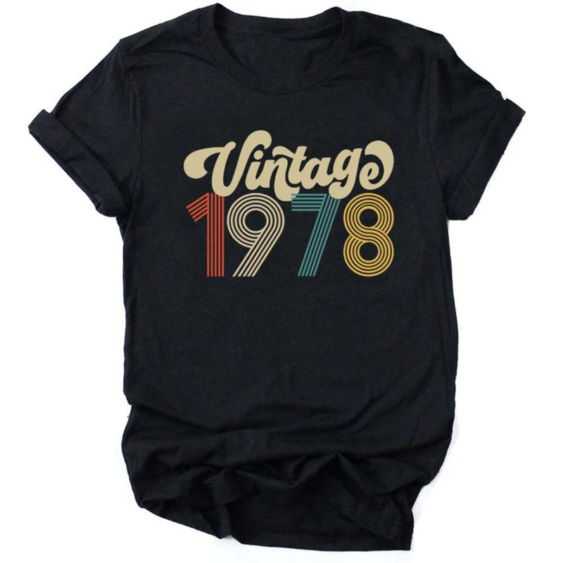 Vintage 1978 Frauen T Shirt 43rd Geburtstag Party Frau Kleidung O Hals Kurzarm Ästhetischen T-shirt Fashion Tops T Dropshipping