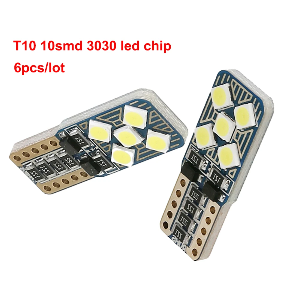 Светодиодные лампы T10 W5W 10SMD 3030 чип Canbus светодиодная лампа белого цвета с чипом 168
