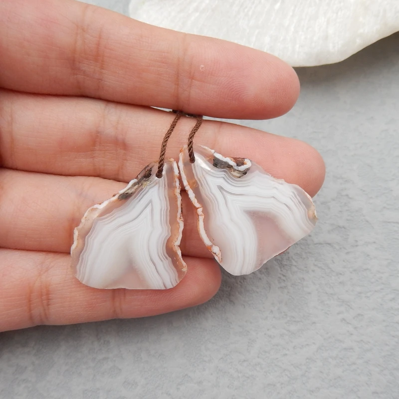 

Natural Nugget Pink Agate Drilled Earring Beads Pair For Earrings Making 27x22x4mm7g