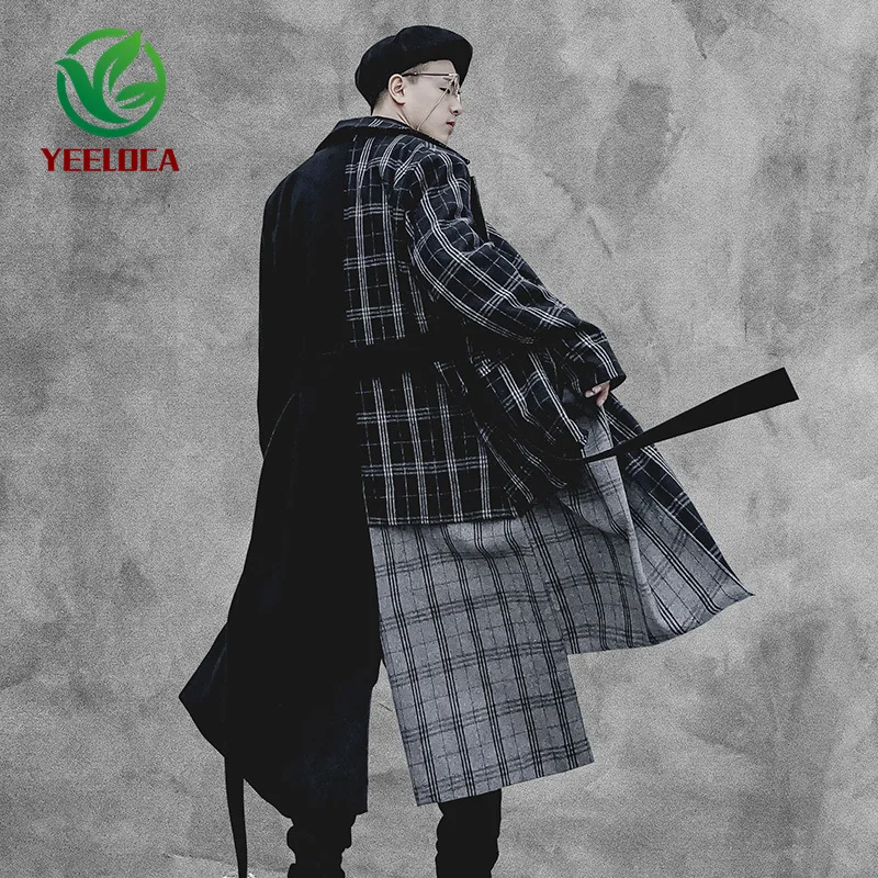 2019 Осенняя клетчатая цветная многослойная крутая парка ветровка удлиненная