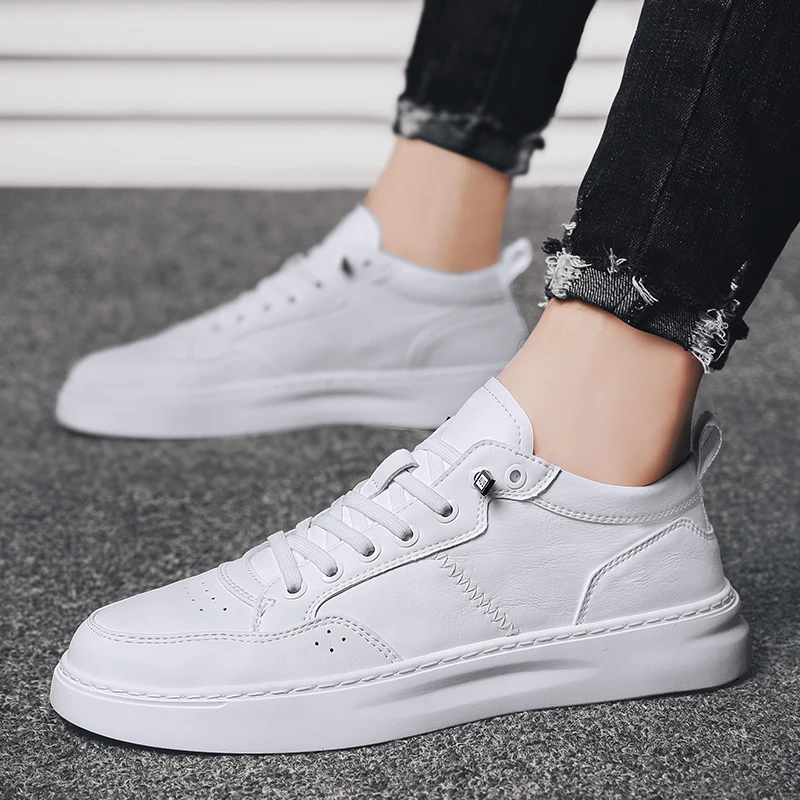 

Мужские кожаные туфли, модные повседневные Мягкие деловые туфли, черные, белые дизайнерские удобные мужские туфли на плоской подошве