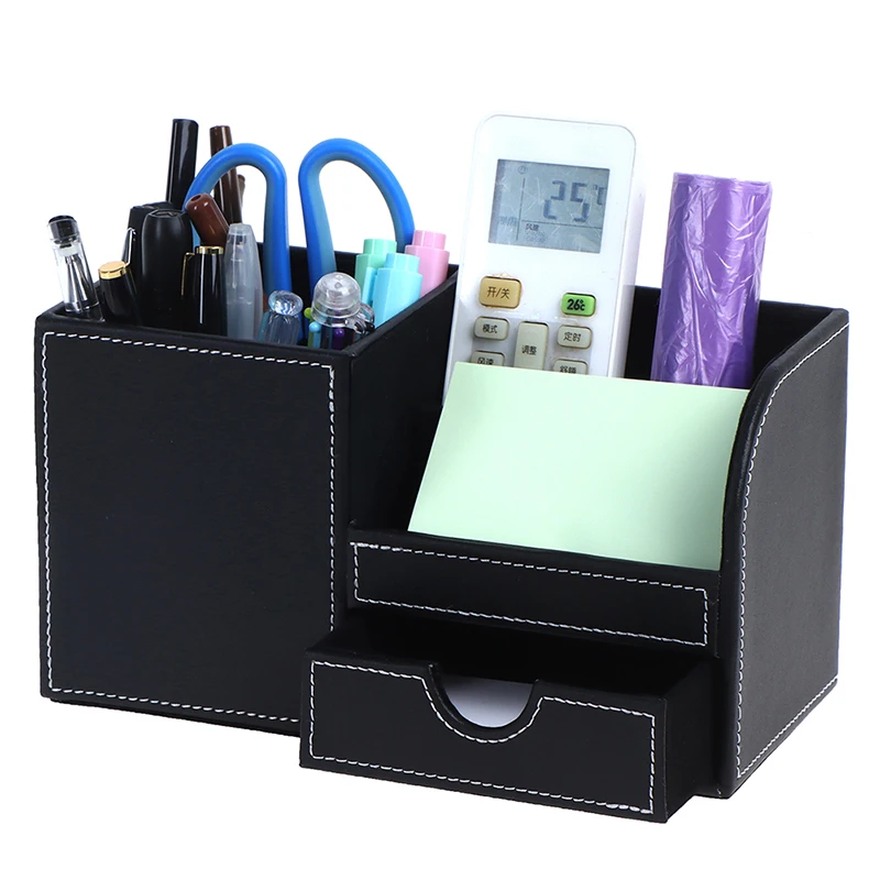 

Full PU Leather Pen Holder Pencil Box Desk Stationery Organizers Office Supplies makeup brushes Cosmetic Storage