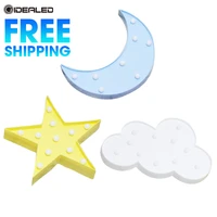 cute led night lights 3d warm white moon star cloud shape atmosphere lamp bedside table lamp for kids toy childrens day gift
