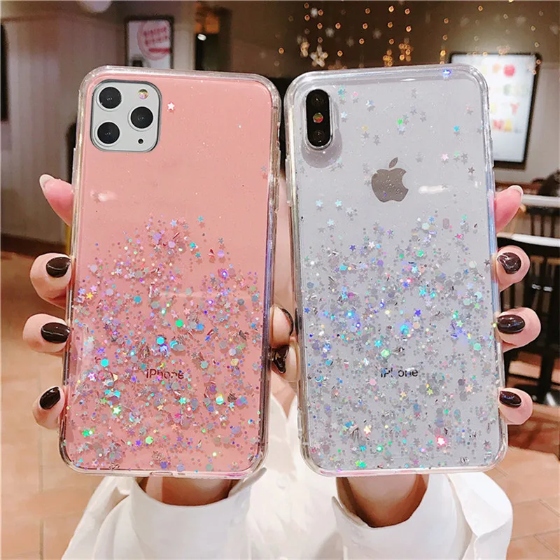 Цветная Серебристая фольга прозрачная задняя крышка для iPhone 6 6s 7 8 Plus Блестящий