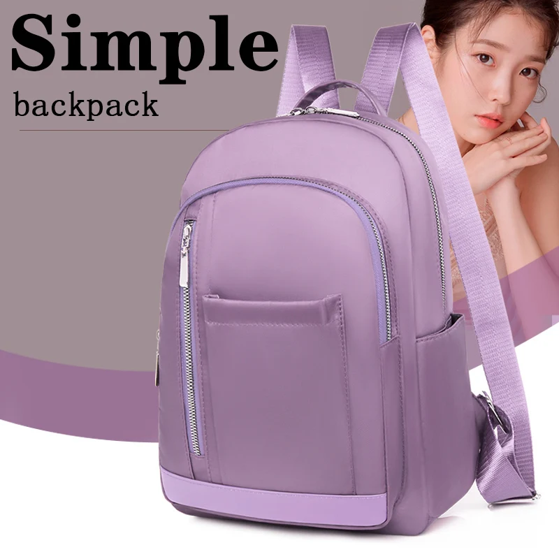 

Простой рюкзак для девочек для женщин, школьные рюкзаки из высококачественной ткани Оксфорд, женский водонепроницаемый дорожный рюкзак, Но...