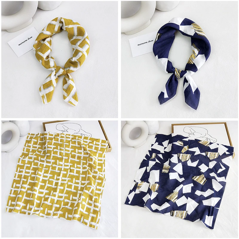 Женский квадратный шарф из хлопка и льна с принтом в виде сердца |