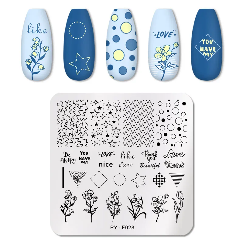 Пластины для стемпинга ногтей с узорами пластины дизайна изображением цветов