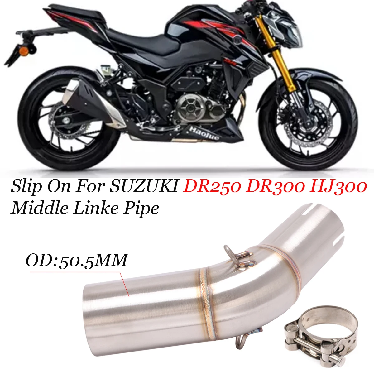 

Motorcycle Exhaust Slip On For SUZUKI DR250 DR300 DR 300 HJ300 Escape Modified Middle Tube Link Pipe Connection 51mm Muffler