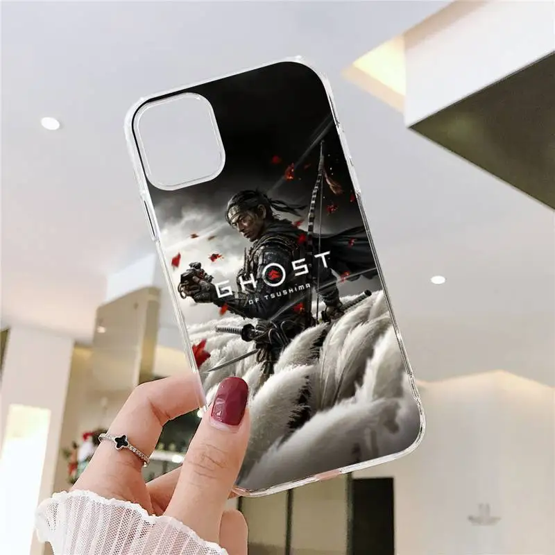 

ghost of tsushima Phone Case Transparent for iPhone 6 7 8 11 12 s mini pro X XS XR MAX Plus SE cover funda