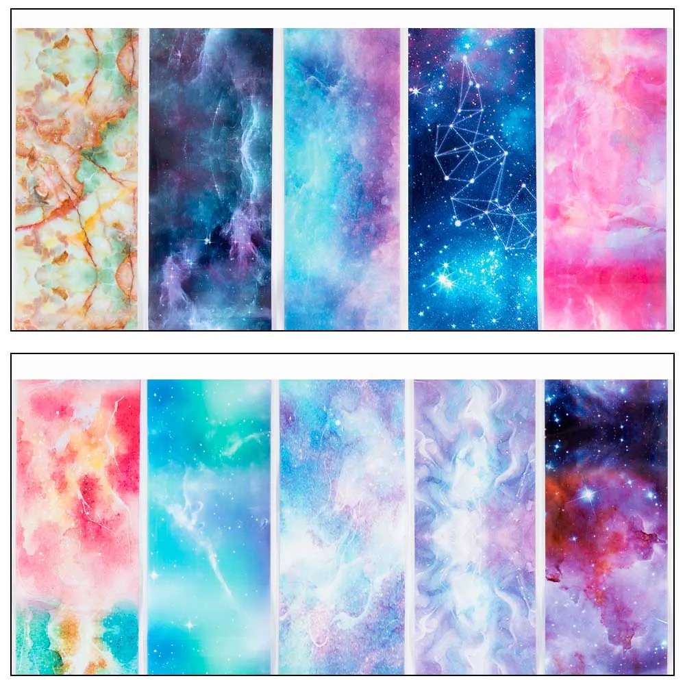 Shining Starry Sky 10 шт Фольга для ногтей наклейки-лак смешанный цветок розы переводная Фольга для ногтей Слайдеры для украшения ногтей дизайн маникюра - Цвет: Shining Starry Sky