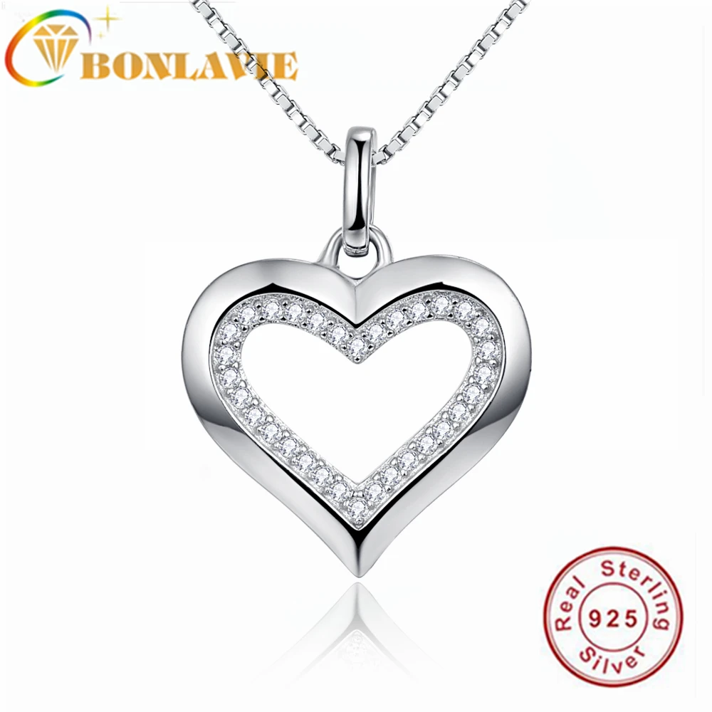 BONLAVIE 925 пробы Серебряное бриллиантовое ожерелье в форме сердца для женщин