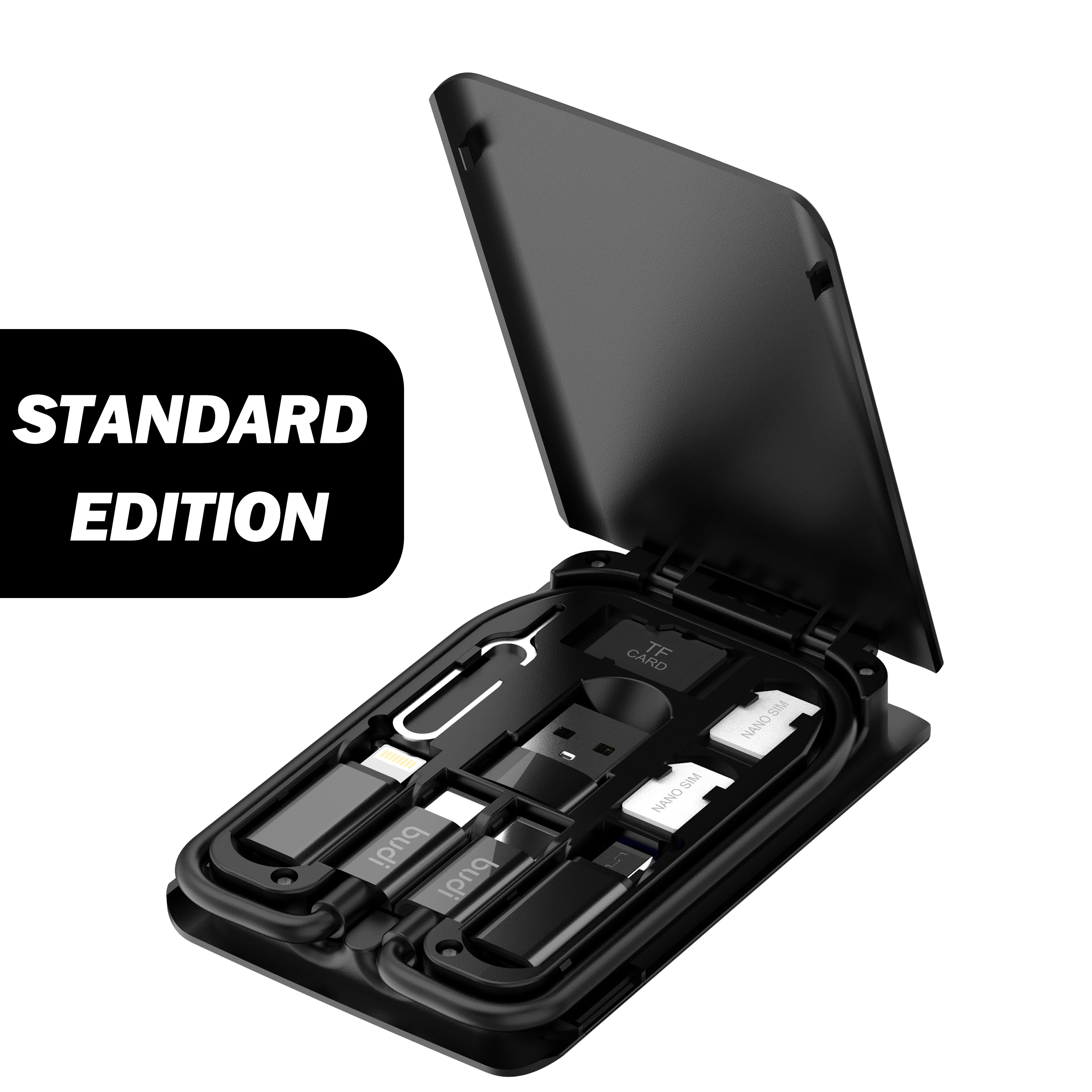 BUDI-adaptador inteligente multifunci&oacute;n oficial, Cable de almacenamiento de datos, lector de tarjetas USB, cargador inal&aacute;mbrico Universal-1
