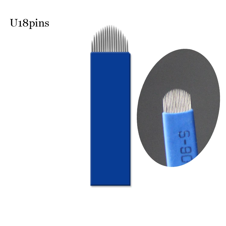 50P 9 12 14 16 18 21 Pin u-образные иглы для татуажа, Перманентный макияж, лезвие для вышивания бровей, для 3D микроблейдинга, ручная ручка для татуировки