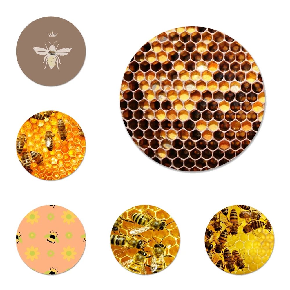 Золотой Honeycomb медоносной пчелы значок на булавке декоративные Броши