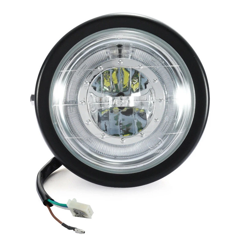6.5 inch Universal Motorcycle Halo Ring Blue Led Headlight For Honda Cafe Racer 12V |