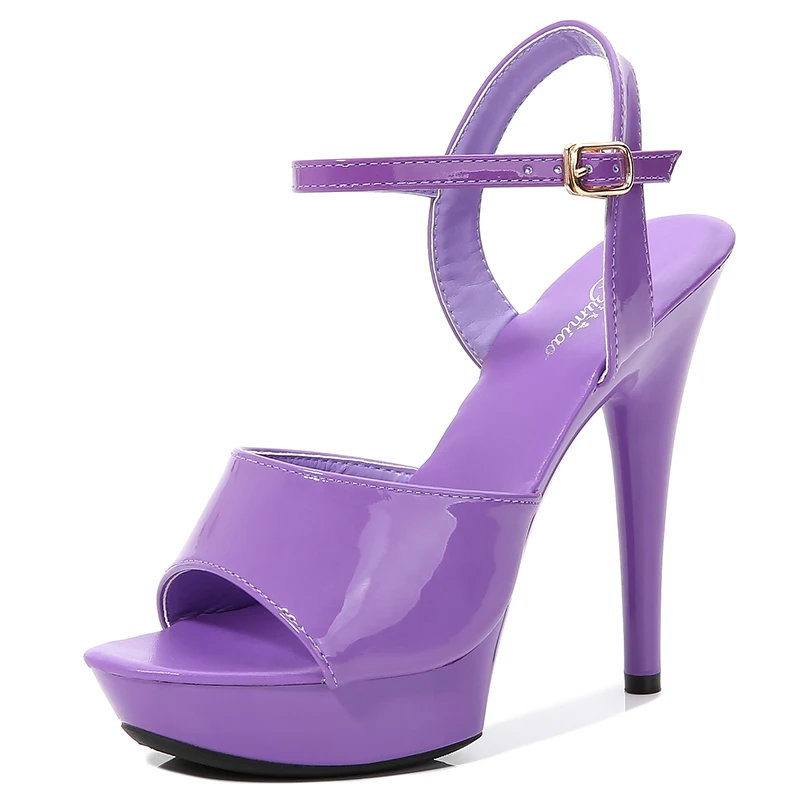 Heel 13cm Модельные босоножки на высоком тонком каблуке 13-17 см, пикантные черные летние туфли на платформе и высоком каблуке - Цвет: Heel 13cm
