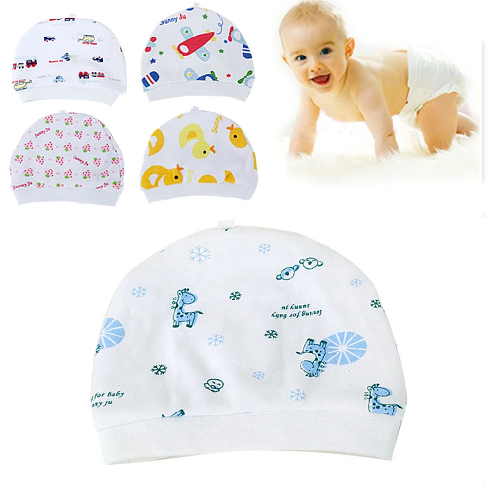 Мягкие удобные детские шапки для сна с рисунком в случайном стиле двухслойные