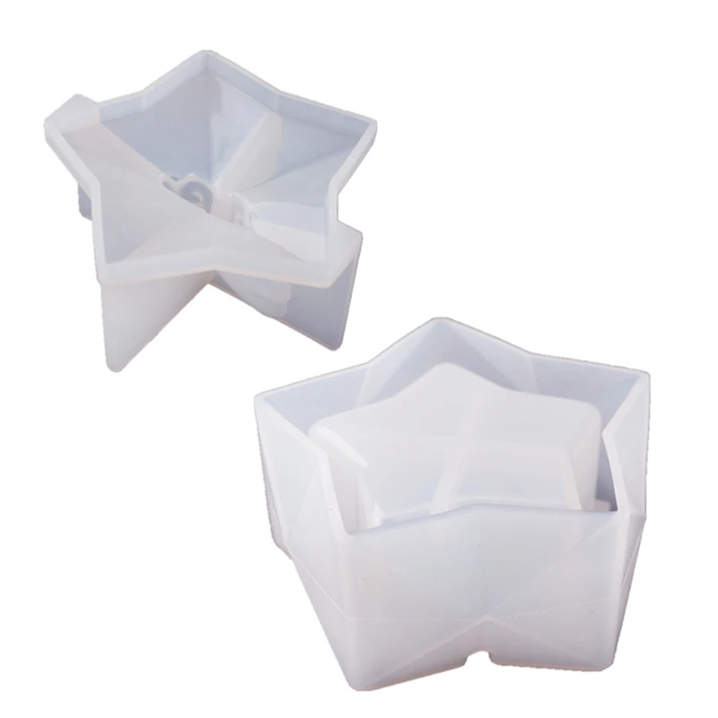 

DIY Ashtray Crystal Epoxy Resin Mold with Lid Wings Storage Box Mirror Silicone Mold(Stars)