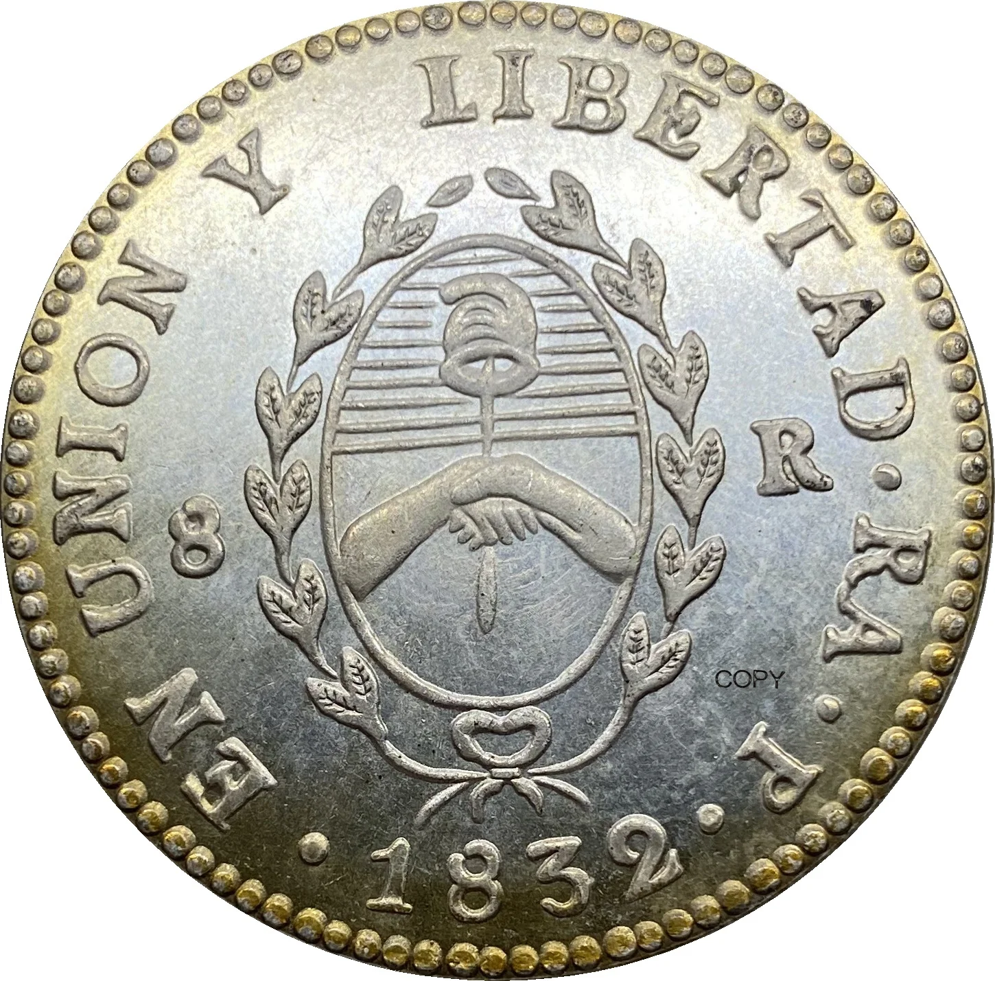 Серебряная копия Аргентинской монеты Rio de la Plata AR 8 монет Cupronickel монета 1832 | Дом и