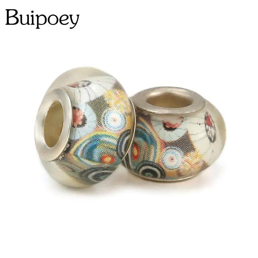 

Buipoey 2pcs/lot Quality Acrylic Starry Sky Bead Big Hole Straight Beaded Diy Bracelet Bangle Jewelry Making Accessory Gifts