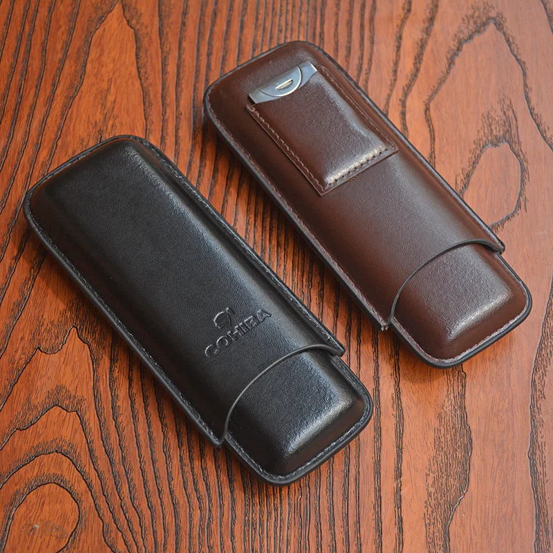 Cohiba кожаная дорожная портсигар 2 трубчатая коробка для хранения