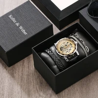 keller weber mens watch kit bracelet male fashion mechanical leather wristwatch adjustable bracelets birthday gifts for men