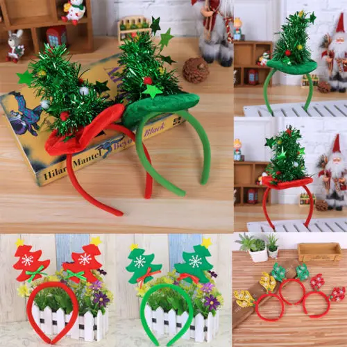 Рождественская елка оленей обруч на голову с рогами рождественским принтом в